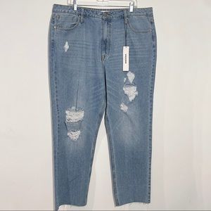 Vigoss Billie 90's High Rise Loose Fit Distressed Jeans Raw Hem Size 32‎